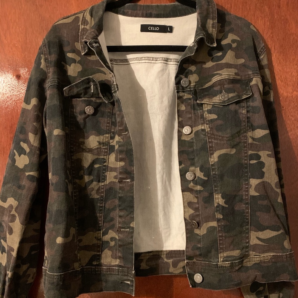 Oversized camo jacket.